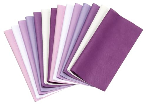 PATIKIL Bomullstygpaket, 14 st 20 x 20 cm feta kvartal enfärgade förskurna tygrutor för sömnad lappverk quiltning gör-det-själv-hantverk, lila