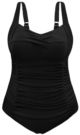 Vijamiy Bañador Mujer Reductor Barriga Tallas Grandes Push Up con Relleno Sexy Swimsuit Adecuado para Mujeres de Talla Grande Colores de Moda L-4XL(Negro,4XL)