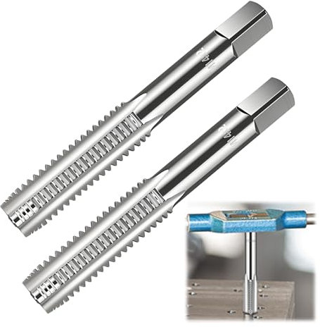2PCS M14 x 2.0mm Metric Hand Taps, Thread Screw Taps, Manual Threading Tapping Tool Kit, Thread Cutting Tool for Steel, Alloy, Aluminium, Copper – Straight Flute Threading Taps for Repair and Workshop