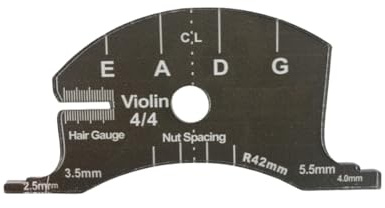 4/4 Violin/Cello Bridge Template – High-Strength Synthetic Material, Nut Shaping Tool for Luthiers & Repair – Durable, String Spacing Marker & Bow Re-HAIR Gauge (for 4/4 violin)