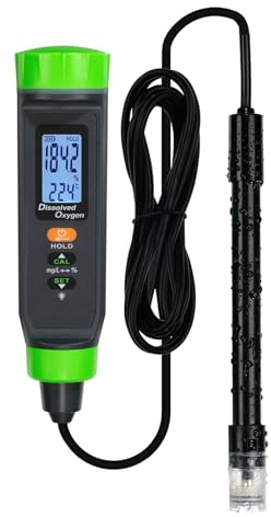 HGTRH Misuratore di Ossigeno Disciolto, Misuratore Digitale di DO con Elettrodo A Sonda Auto-Galleggiante Kit di Test per Ossigeno Disciolto per acquacoltura per stagni per Pesci