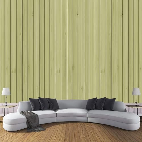 Murale da Parete 3D Struttura Carta da Parati Fotografica,Verde Oliva Murale da Parete in Tessuto seta Poster Decorativo Venature Chiare Del Legno D'Ulivo Design 150×105cm per Soggiorno