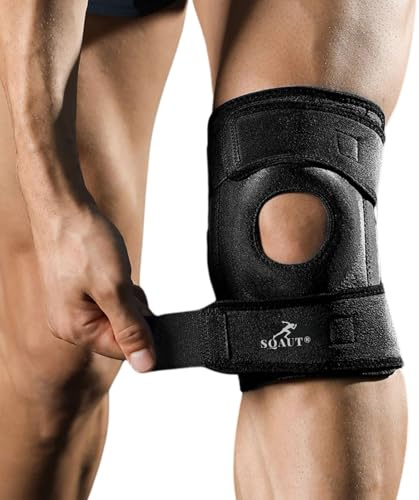 SQAUT Orthopädische Kniebandage Kniestütze Knie Sport Bandage für Laufen, Gewichtheben, Kraftsport, Fitness, Squat, Arthrose rutschfeste stabilisiert Damen & Herren Schwarz