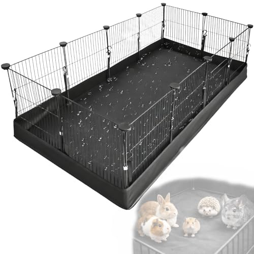 Parque para Conejos de Interior con Base de Tela Impermeable y Puerta Lateral, 122 x 60 cm Recinto Metálico Modular, para Conejos y Cobayas