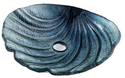 ZYCDP Lavabo Baño Vidrio Templado Lavamanos 480 X 420 X 160 mm Sin Agujero Para Grifo Azul