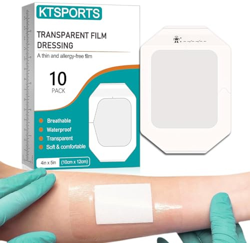 10 pezzi di medicazione pellicola 10 cm x 12 cm di bendaggio trasparente, sterile e traspirante, bende impermeabili per proteggere ferite, stretching fissaggio e follow-up per tatuaggi