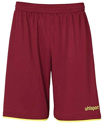 uhlsport Club Short de Football pour Homme, Homme, 100380606, Muticolore (Burdeos/Amarillo Fluor), 128
