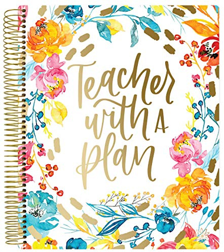 bloom daily planners New Undated Academic Year Teacher Planner & Calendar with Frosted Protective Cover - 7 Period Lesson Plan Organizer Book (9 x 11) - Teacher with a Plan