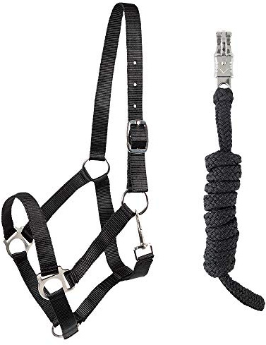 PFIFF 102931 - Juego de Cabestro y Punto de Cuerda, Cabestro de plástico, Color Negro