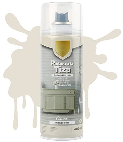 H HANSEL HOME Pintura Spray a la Tiza Color Pastel Acabado Ultra Mate - Blanco Roto 400ml