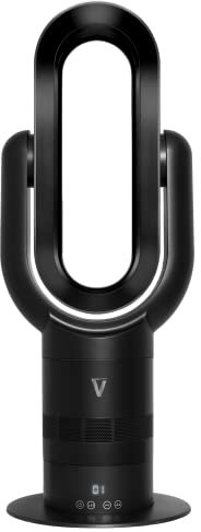Vortex Air Fan Heater Hot + Cool - Oscillating Tower Heater with Bladeless Fans Hot and Cold Technology - Bladeless Fan Heater, Space Heater Tower Fan - 1,650W, 10 Speed Settings (Black Graphite)