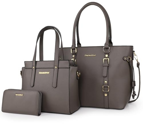 Montana West 3PCS Purses for Women Tote Bag and Wallet Set Shoulder Satchel Crossbody Bags Leather Handbag for Gift Travel Casual Work MWC3-C032WGY