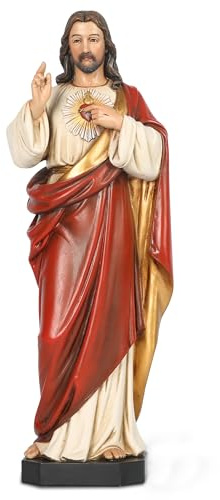 Estatua católica del Sagrado Corazón de Jesús, Figura católica, Regalo religioso, 37,5 cm de Alto, Hecha a Mano por Buildclassic