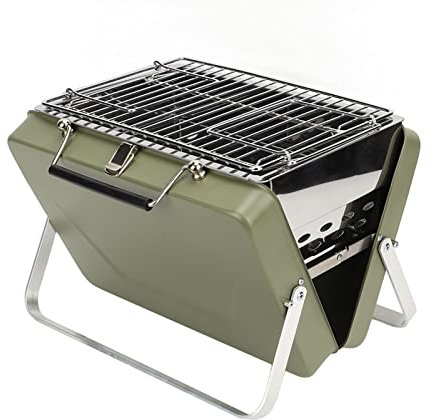mumisuto Barbecue Portable Mini Barbecue à Charbon Pliable, Barbecue Charbon De Bois, Barbecue De Pique-Nique De Camping de Voyage, Barbecue en Acier Inoxydable pour Camping, Cuisine, Jardin(Vert)