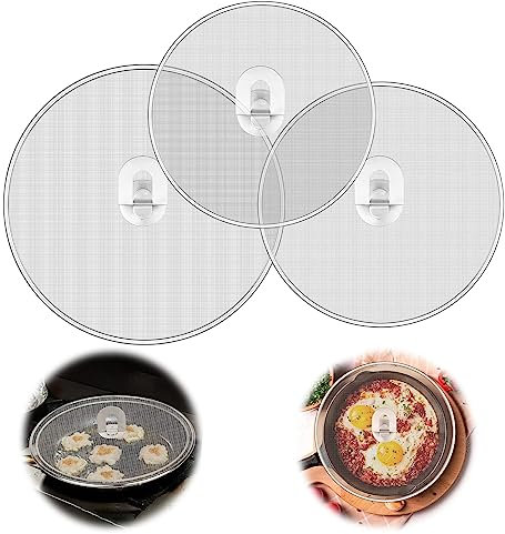 Ticeed 3PCS Paraspruzzi per Cucina Padelle Paraspruzzi Coperchio Antischizzo Paraspruzzi in Acciaio Inox per Padelle Paraschizzi Cucina Acciaio Paraspruzzi in Acciaio Inossidabile per Padelle