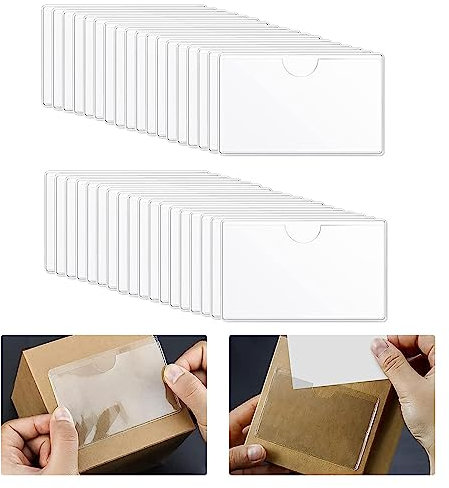 Selbstklebend Visitenkarten Taschen 36 Stück Etikettenhalter Selbstklebend Visitenkartentaschen Selbstklebend Transparent Scheckkartenhülle ，für Büro Sammlung zum Schutz Ihrer Karten Oder Fotos