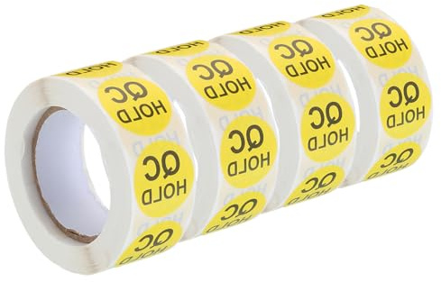sourcing map Inventory QC Hold Stickers Labels 25mm/1 Yellow for Inventory Warehouse Stock, 4 Roll 2000 Piece