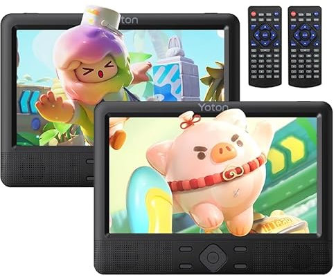 Yoton 10,5-Zoll DVD Players Auto 2, Tragbarer DVD-Player fürs Kinder, unterstützt USB-/SD-Kartenwiedergabe, mit Kopfstützenhalterung, 5 Stunden Akkulaufzeit