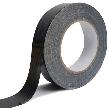 Rusoz Ruban Adhésif Blindé Extra Fort, 20 m X 25 mm Ruban Toile Adhésif Noir Ruban De Réparation Imperméable Heavy Duty Duct Tape Pour Canalisations, Moquette, De Scellage, Réparations, Marquage
