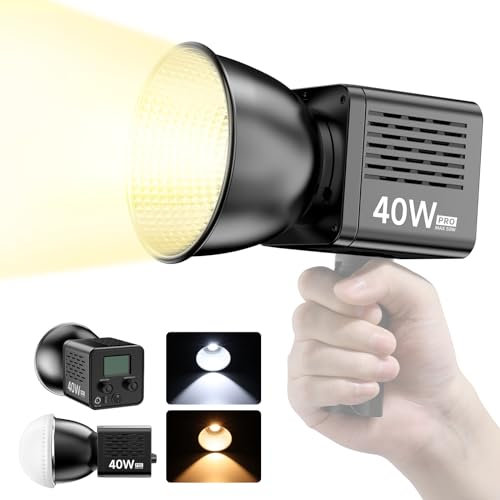 ULANZI COB 40 W Luz de vídeo LED Profesional Portátil, con Batería Integrada de 3400 mAh, Mini Iluminación de Metal de Dos Colores, Salida de Luz Continua, Foco Portátil de 2500 K-6500 K