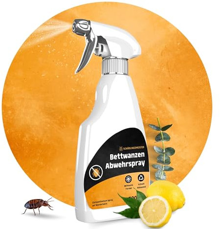 Spray anti-cimici da letto - 500 ml - Elimina le cimici da letto su materassi e mobili - Protezione con estratto di eucalipto e crisantemo - Repellente per una difesa duratura - Made in Germany
