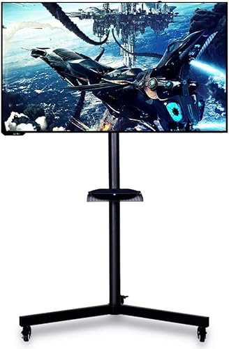 Rullande tv-bänk, mobil tv-vagn, tv-bänk Rullande tv-vagn med fäste, mobil för platt-tv - universalfäste med hjul(