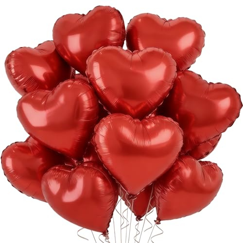 Globos de helio con forma de corazón, globos de helio de 18 pulgadas, globos de corazón rojos, para bodas, globos de corazón, globos de aire, para San Valentín, cumpleaños, compromiso, día de la madre