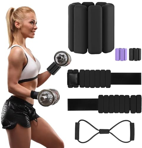 Lot de 3 poids de poignet et de cheville pour homme et femme – Réglable 2 kg chacun – Entraînement lesté pour mains, pieds et jambes avec bandes de résistance pour pilates, force, course, danse, yoga