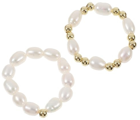 SAFIGLE 2pièces Bagues Perles Pour Femmes Set De Bagues Élégantes Et Décoratives De Bijoux Fantaisie