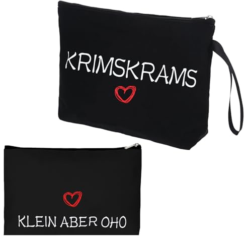 2 Stück Kosmetiktasche klein für Damen & Mädchen – Schwarze Schminktasche aus Canvas, wasserdichte Kulturbeutel für Handtasche & Reise