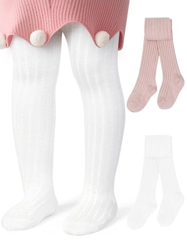 MELLIEX Collant per Neonati in Confezione da 2, Morbidi e Caldi Calzamaglia Neonata, Collant a Vita Alta per Bambine e Bambini da 0-30 Mesi