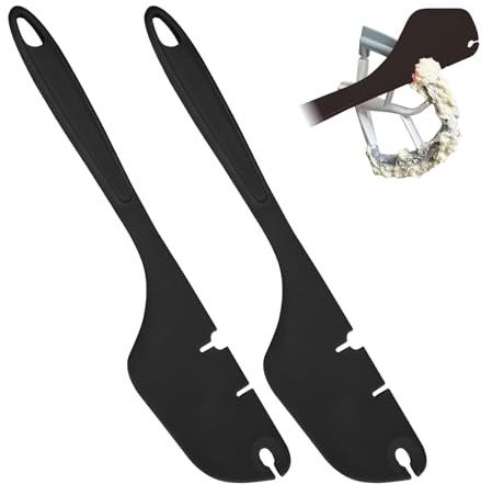 Set di 2 spatole in silicone per mixer e sbattitori compatibili con gli accessori per robot da cucina Kitchen Aid, utilizzabili con fruste piatte, fruste a mano e ganci per impastare (nero)
