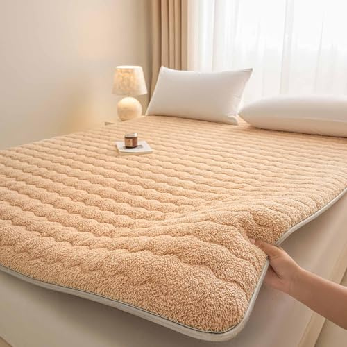 Yadlan Colchón Futon Japones Plegable Engrosar Colchon Ergonomico Reversible Antideslizante y Transpirable para Viajes Tatami Camping Suelo Dormitorio Universitario Beige 135 * 200cm