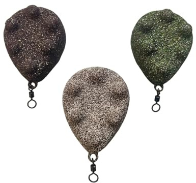 Generico Kit 3 Piombi da Pesca Carpfishing Big Grip 330-380 GR con Girella Big Eye Sabbiati Camo (Piombo Carp Carpa Pesca a Fondo Lago Fiume Grippa Marker segnalini PM Fishing) (330gr 3pz)