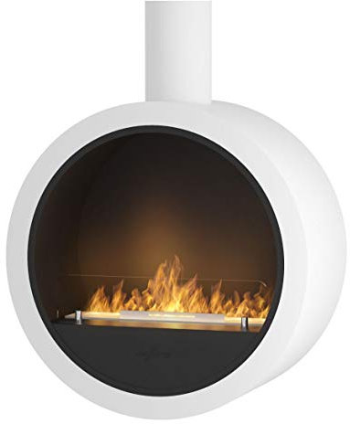 Design biofuel Fireplace Sined Fire Incyrcle with bioethanol Burner for Wall mounting Modern bio Fireplace Made of Powder-Coated Steel Colour White Silk matt