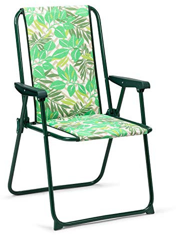 Solenny Klappstuhl für den Garten, mit hoher Rückenlehne, gepolstert, 80 x 60 cm, mit waschbarem Stoff und Stabilisatoren für mehr Sicherheit, hergestellt aus Stahlrohr