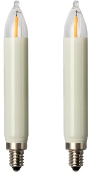 Hellum Reservlampor med skaft för inomhus- och utomhusljusslingor i olika designer, elfebensvit/2 delar, E10/20 BS/12 V/0,5 W 12,00 volt