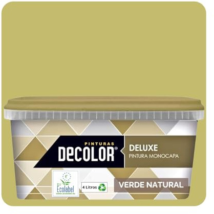 DELUXE Pintura de Interior Monocapa Mate. 4 Litros. Ecológica con Certificado Ecolabel. VERDE NATURAL