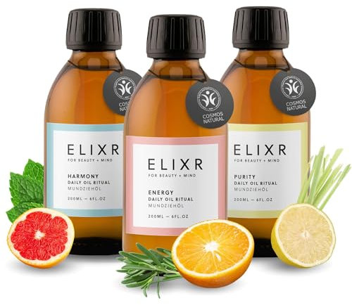 ELIXR Mundziehöl | aus Höhle der Löwen | 3x200ml | ayurvedische Mundspülung pflegt auf natürliche Weise | zertifizierte Naturkosmetik aus Deutschland (3x200ml, Mixed 3er Set)