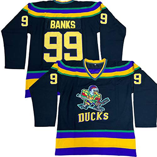 Adam Banks #99 Mighty Ducks Movie Hockey-Trikot, Weiß / Grün (Schwarz, schwarz, XX-Large