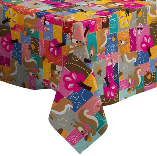 Eichhörnchen-Muster, rechteckig, Leinen-Tischdecke, 152,4 x 228,6 cm, waschbar, dekorative Tischdecke