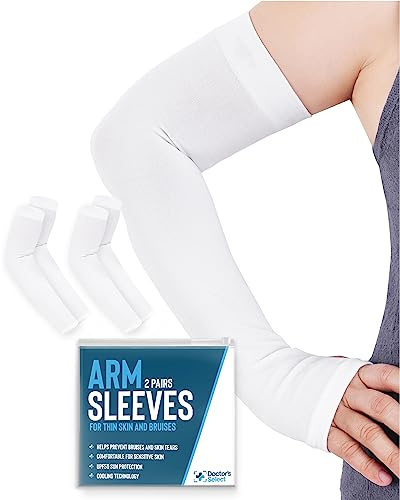 Doctor's Select Arm Protectors for Thin Skin and Bruising for Women and Men - 2 Pairs UPF 50 Sun Protection and Cooling
