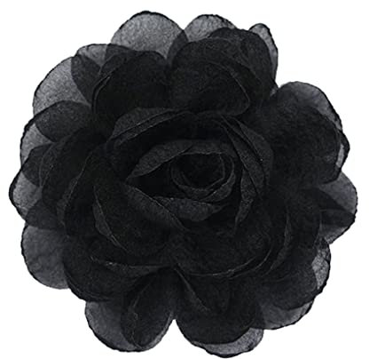 KABELIF Süß Damen Blumen Brosche, Ansteckblume, Blume Haarspange, Haarclip Blume, Rosen Haarnadeln Haarschmuck für Mädchen Frauen Party Strand Hochzeit (Schwarz)