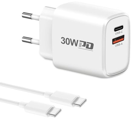 30W USB C Ladegerät, Gcstnn 2 Port Schnellladegerät Kompatibel mit Google Pixel 9Pro/9/9Pro XL/8/8Pro/8a/7a/9Pro Fold/6/6a, für iPhone 16/15 /14 Pro Max Plus, für ipad mit 2M Typ C Netzteil Ladekabel