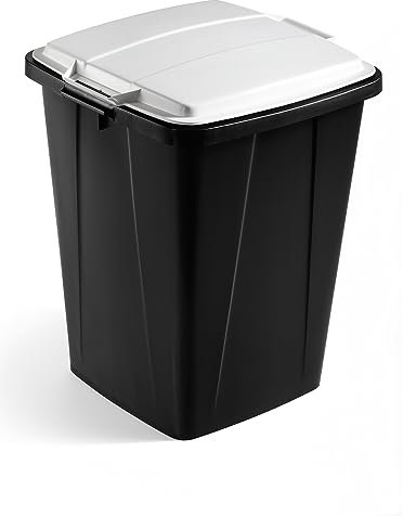 Durable DURABIN Strong Square Black Recycling Bin + Grey Lid | 90L