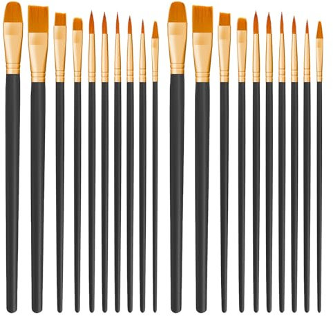 CNMTCCO Pinsel Set, 20Stück Hochwertige Pinsel mit Holzgriffen, Premium Nylon Acrylfarben Pinselset, Ölfarben Malerei Brush Set für Künstler, Kinder und Erwachsene (Schwarz)