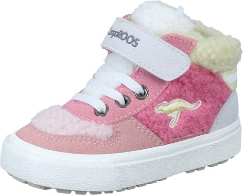 KangaROOS Jungen Unisex Kinder KAVU Shady Fur EV Sneaker, Rose/Multi, 22 EU