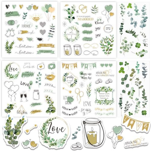 Adesivo per libro degli ospiti, stile vintage, personalizzabile, Eucalipto, per scrapbook, scritto in inglese