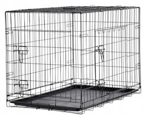 VBChome Hundekäfig 61 x 42 x 48 cm Schwarz Hundebox Faltbar Zuchtkäfig Langlebige Konstruktion Hundeträger Ausziehbarer Boden Zwei Türen Griff