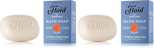 Floïd Bath Soap Citrus Spectre, Sapone 100% vegetale, Sapone solido arricchito con lecitina nutriente, burro di karité e olio di sesamo, Saponetta da bagno per una pelle morbida (Confezione da 2)